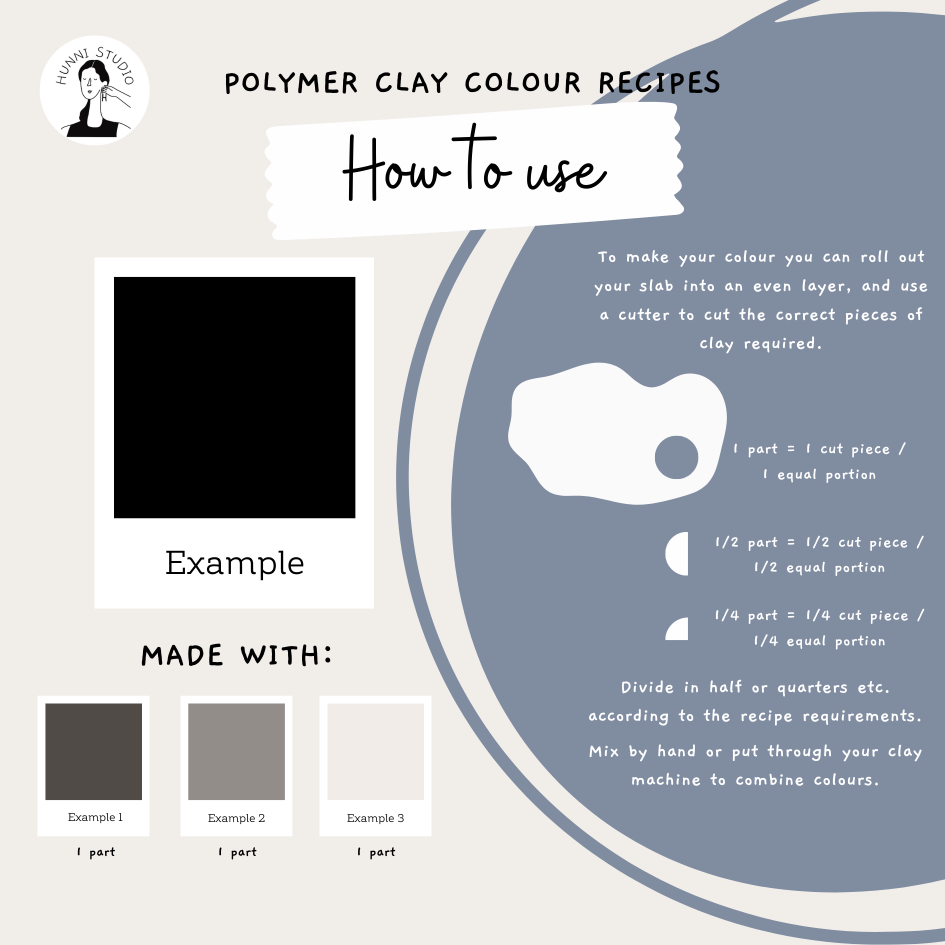 Gray Polymer Clay Color Recipes Sculpey Premo Recipe Cards Mixing Guide  Grey Stone Colour Palette 