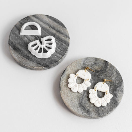 Embossed Floral Semi-Circle Polymer Clay Earring Cutter